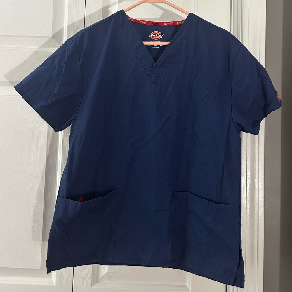 Dickies Navy Short Sleeve V-Neck Scrub Top